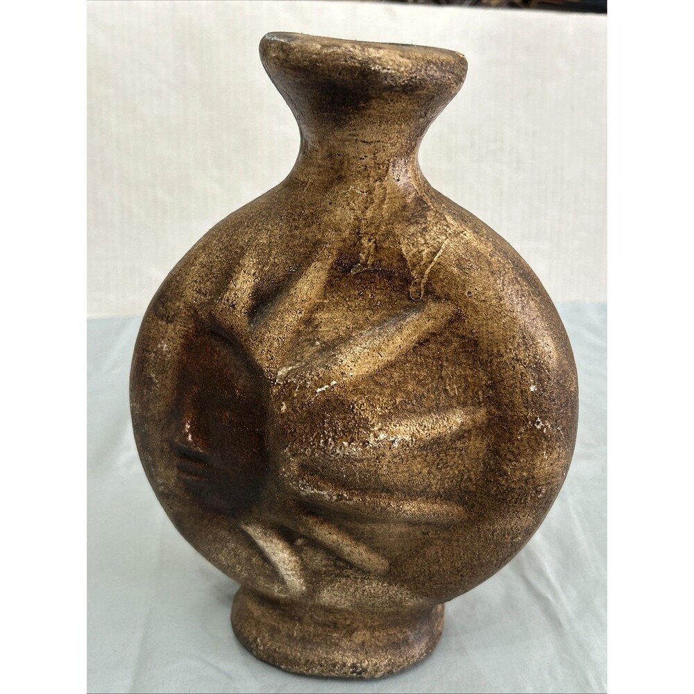 Vintage Mexican Folk Art Resin Sun Face Vase